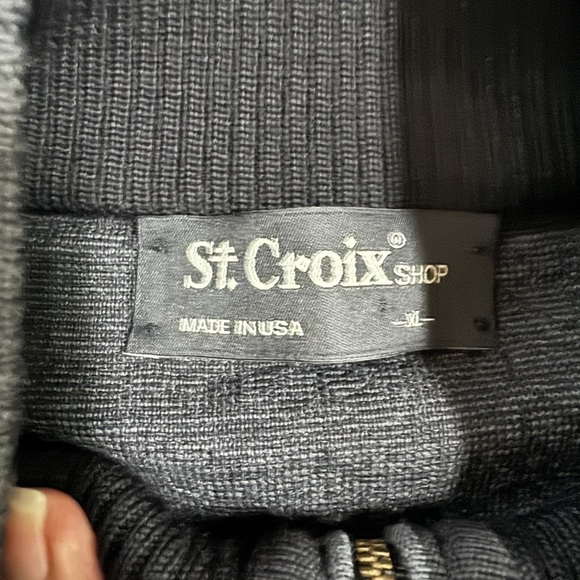 St. Croix Shop Mens XL Classic 1/4 Zip Pullover Sweater Wool Knit Gray NWOT - Picture 2 of 8